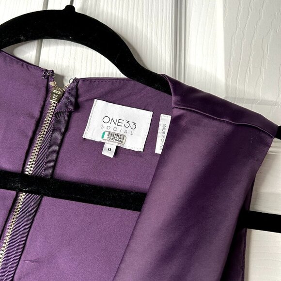 One33 Social Purple Satin Cutout Sleeveless Front Slit Gown Women's Size 0 - Picture 7 of 15